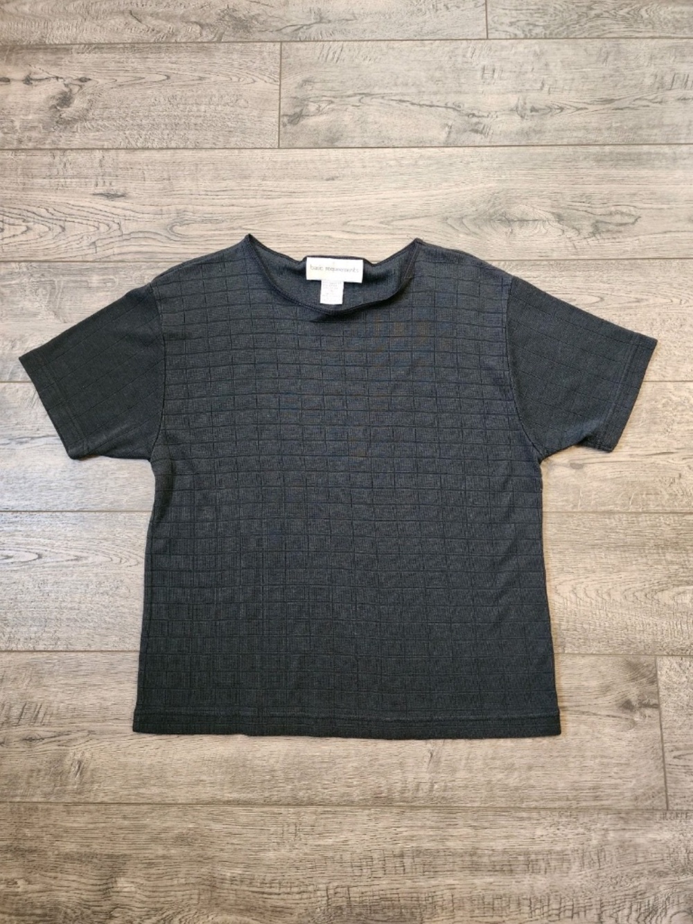 Basic Requirements Womens Black Shirt Top Short Sleeve Size XL Round Neck